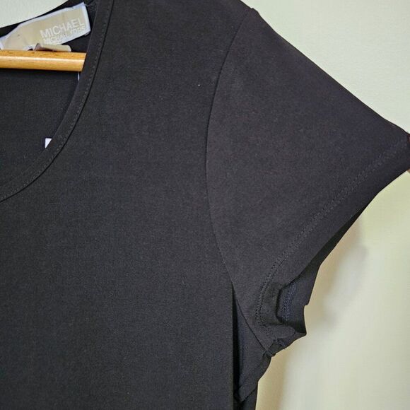 NWT MICHAEL KORS BLACK SCOOP NECK SKATER DRESS SHORT SIZE LARGE - Picture 4 of 16
